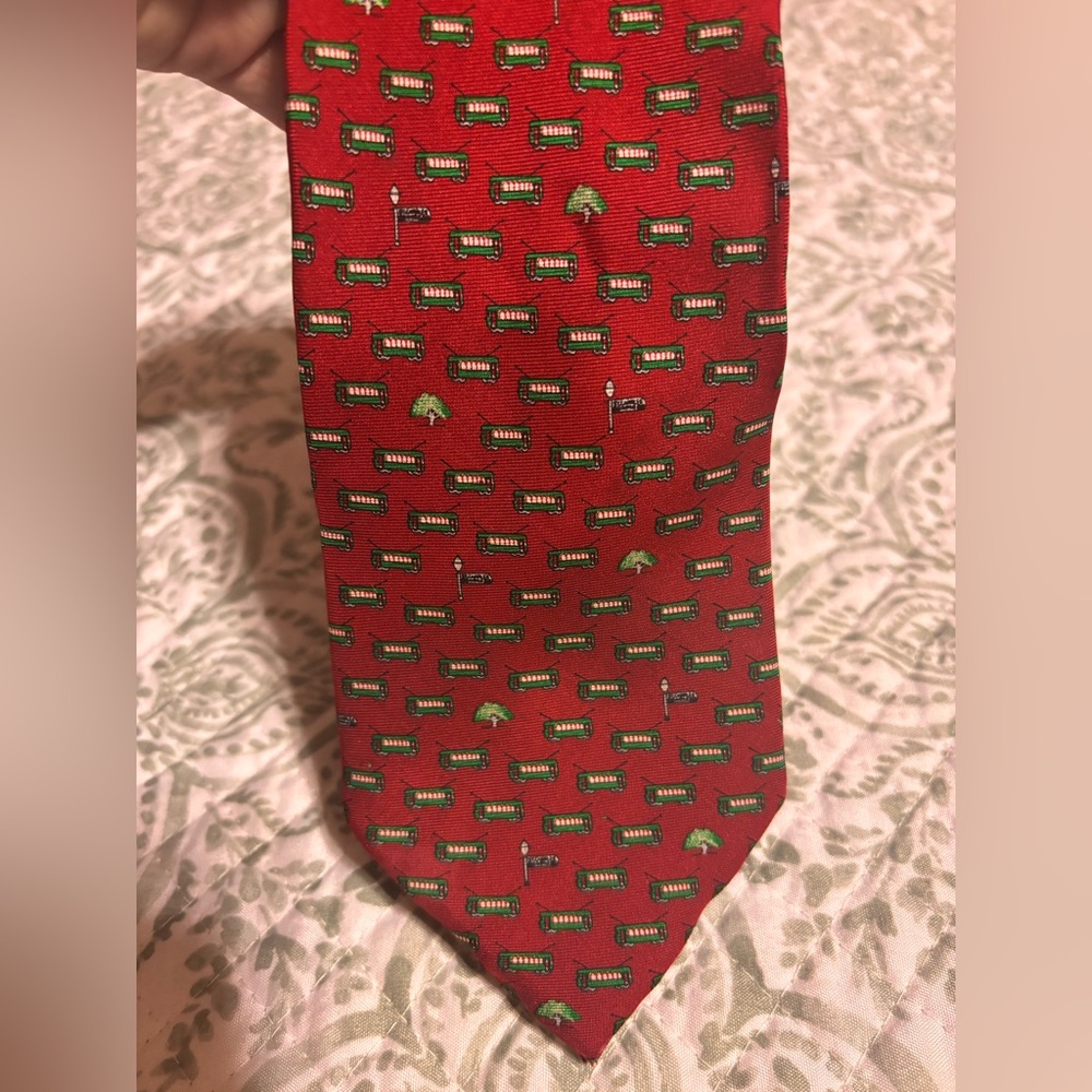 Nola couture Streetcar Raspberry Red men’s tie preowned - Picture 8 of 10